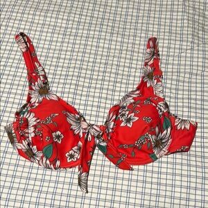 Jessica Simpson Red Floral Bikini Top